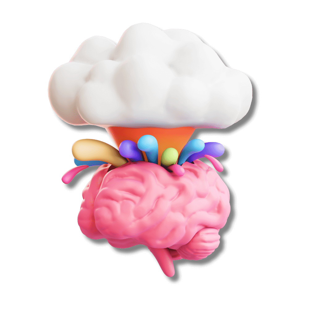 3D illustrated brain with an explosion