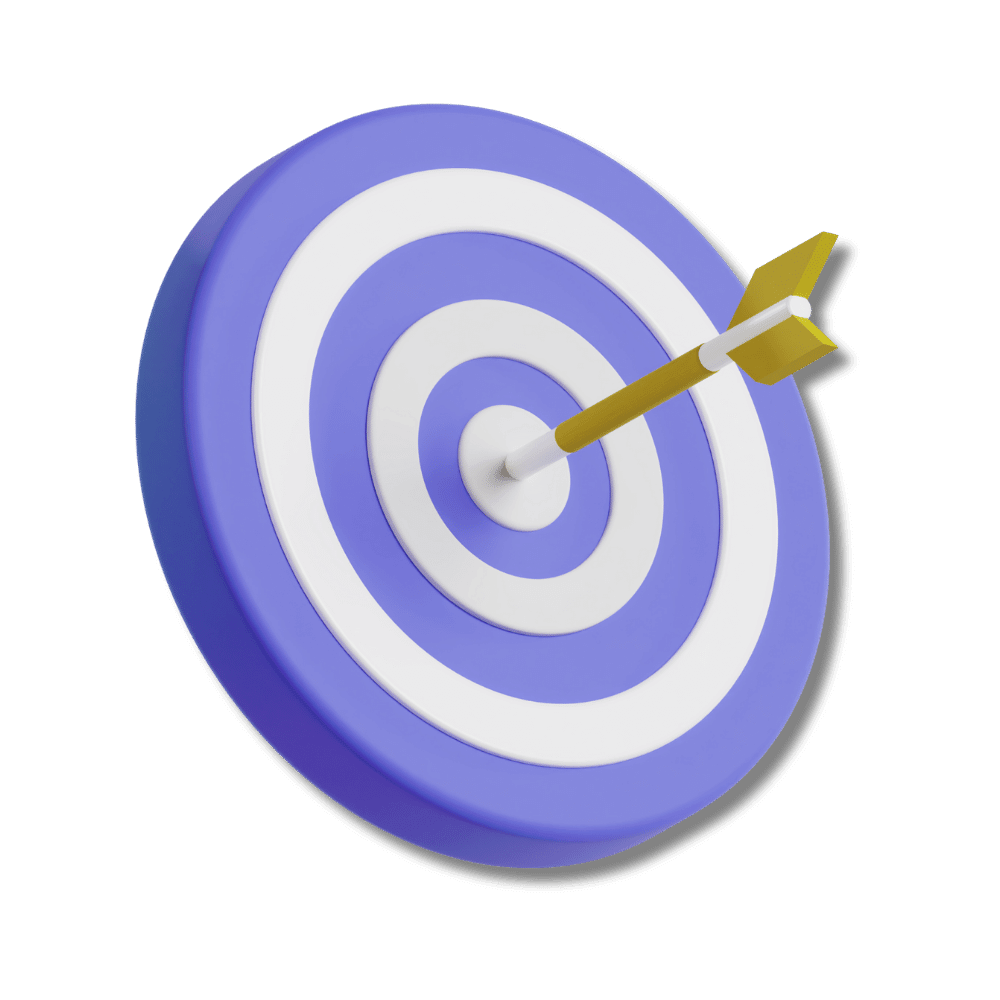 Pastel purple and white striped target with an arrow in the centre - professional training